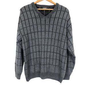 Spurrt Mens Knit Merino Wool Blend Sweater Sz XL V Neck Gray Germany Unique